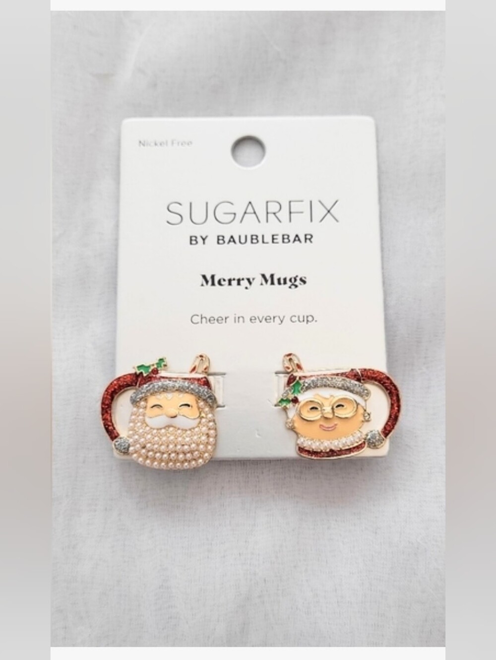 NWT! Santa and Mrs. Claus Sugarfix Jewelry Holiday Chic Merry Christmas Earrings